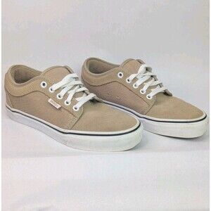 Vans Chukka Skate Shoe Men's Sz 6.5 Tan White Skateboard Sneakers Low Top Cream